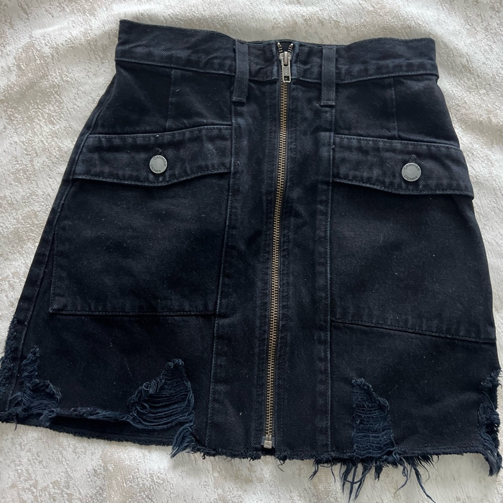 Carmar Black Mini Skirt with Distressed Hem